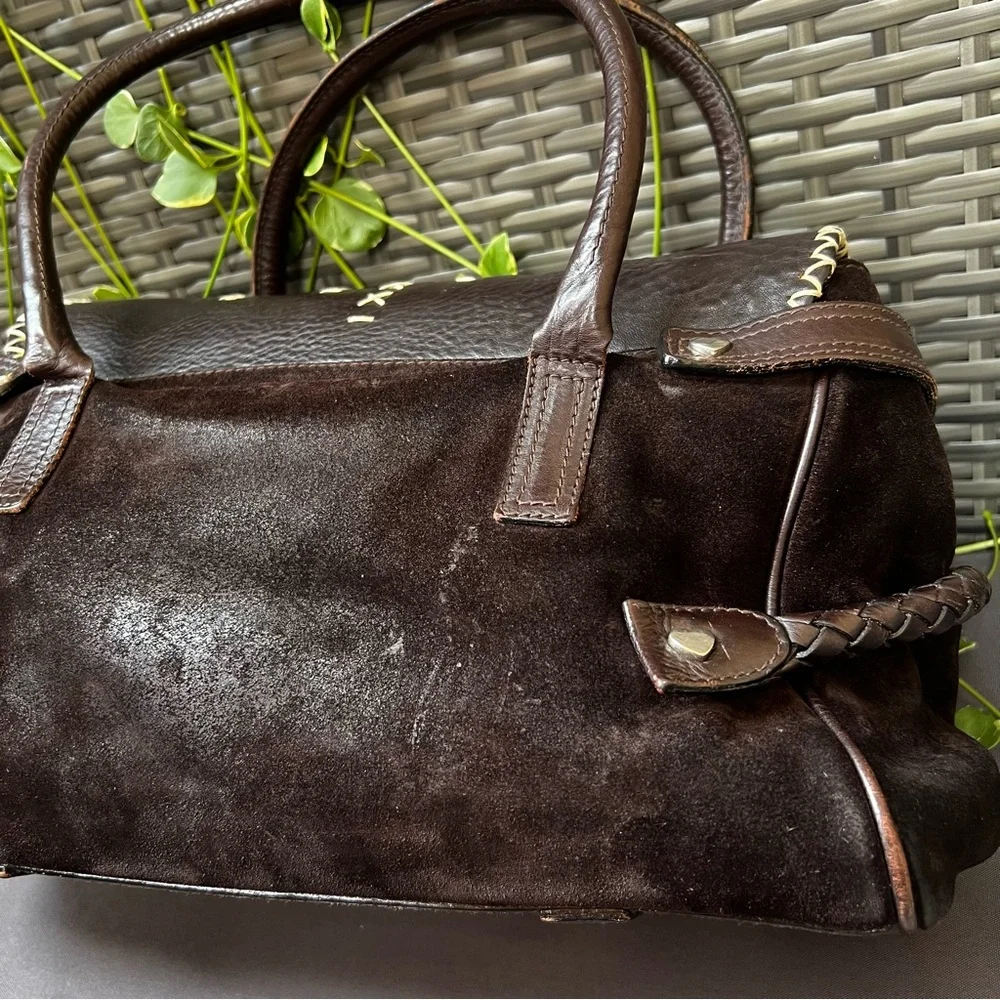 Luella Gisele Bartley Special Edition Satchel Chocolate Brown Leather Suede Boho